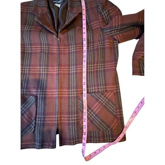 Requirements Vintage Women's Wool Blend Plaid Zip-Up Jacket Brown Size 16 - Picture 8 of 10